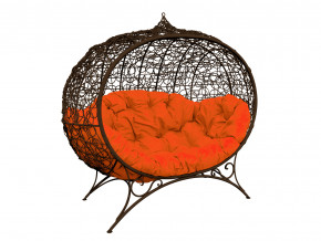 Кокон Улей на ножках с ротангом оранжевая подушка в Губкинском - gubkinskij.magazinmebel.ru | фото