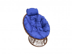 Кресло Папасан мини с ротангом синяя подушка в Губкинском - gubkinskij.magazinmebel.ru | фото