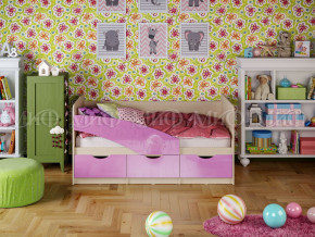 Кровать Бабочки 1600 Сиреневый металлик в Губкинском - gubkinskij.magazinmebel.ru | фото
