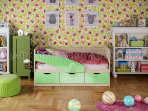 Кровать Бабочки 1800 Салатовый металлик в Губкинском - gubkinskij.magazinmebel.ru | фото