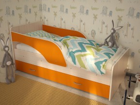 Кровать детская Максимка млечный дуб-оранж в Губкинском - gubkinskij.magazinmebel.ru | фото