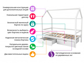 Кровать-домик Svogen с ящиками и бортиком дерево в Губкинском - gubkinskij.magazinmebel.ru | фото - изображение 2
