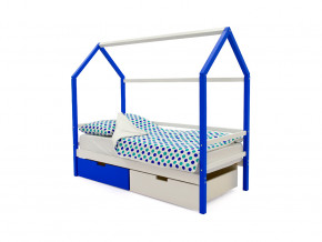 Кровать-домик Svogen с ящиками сине-белый в Губкинском - gubkinskij.magazinmebel.ru | фото