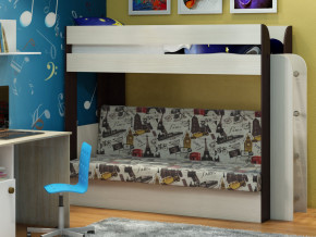 Кровать двухъярусная Карамель 75 венге ткань биг бен в Губкинском - gubkinskij.magazinmebel.ru | фото