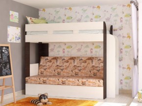 Кровать двухъярусная Карамель 75 венге ткань савана в Губкинском - gubkinskij.magazinmebel.ru | фото - изображение 1