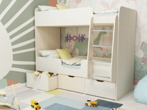 Кровать двухъярусная Малыш двойняшка дуб молочный-феритейл в Губкинском - gubkinskij.magazinmebel.ru | фото
