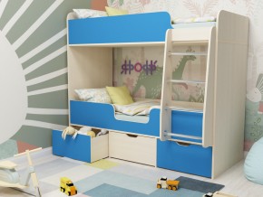 Кровать двухъярусная Малыш двойняшка дуб молочный-голубой в Губкинском - gubkinskij.magazinmebel.ru | фото - изображение 1