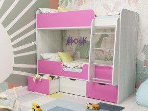 Кровать двухъярусная Малыш двойняшка винтерберг-розовый в Губкинском - gubkinskij.magazinmebel.ru | фото