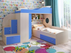 Кровать Кадет 2 Дуб молочный-голубой в Губкинском - gubkinskij.magazinmebel.ru | фото
