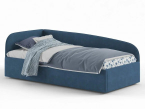 Кровать мягкая Денди на латах рогожка синяя в Губкинском - gubkinskij.magazinmebel.ru | фото - изображение 1