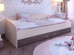 Кровать с выкатными ящиками Дуб молочный-Бодего в Губкинском - gubkinskij.magazinmebel.ru | фото
