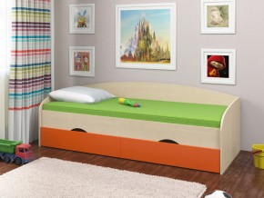 Кровать Соня 2 дуб молочный-оранжевый в Губкинском - gubkinskij.magazinmebel.ru | фото