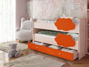 Кровать Соник с ящиком млечный дуб-оранж в Губкинском - gubkinskij.magazinmebel.ru | фото