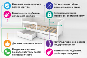 Кровать-тахта Svogen мягкая с ящиками и бортиком с фото белый/барашки в Губкинском - gubkinskij.magazinmebel.ru | фото - изображение 2